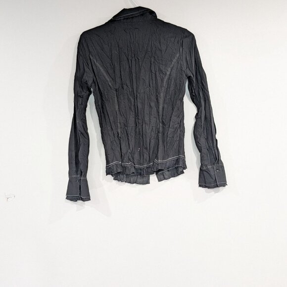 Crisca Patchwork Button Down Top with Stitching Black Size 10 UK Size 6 US - Picture 2 of 3